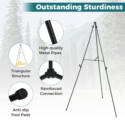 Goplus 65" Metal Easel Stand Set 6-Pack Tripod Display Easels w/Movable Card Slots
