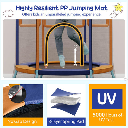 Goplus Kids Trampoline for Toddlers, ASTM Approved Mini Trampoline w/Heightened Safety Enclosure Net