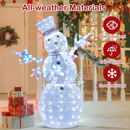 Goplus 5 FT Lighted Snowman Pre-Lit Xmas Snowman with 140 Built-in LED Light