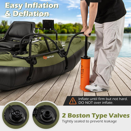 Goplus Inflatable Fishing Float Tube w/Foldable Padded Seat & Adjustable Footrest