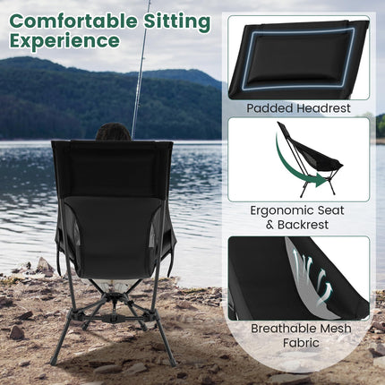 Goplus Portable High Back Camping Chairs | Lightweight Compact Collapsible Lawn Chairs