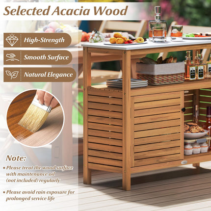 Goplus Outdoor Acacia Wood Buffet Cabinet ( 44” x 16” x 36” )