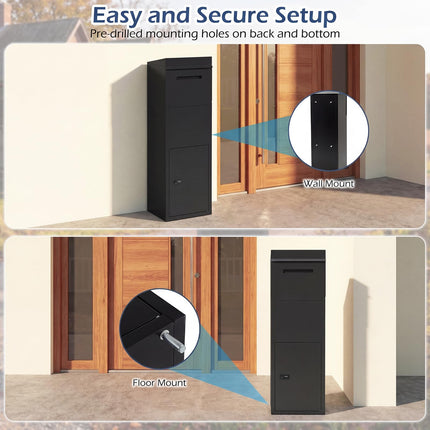 Goplus 14" x 12" x 43.5" Galvanized Steel Parcel Drop Boxes with Lock & Anti-Theft Design