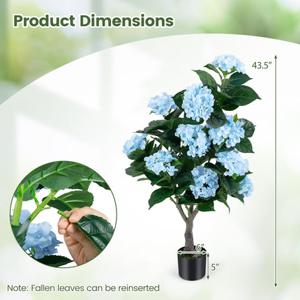 Goplus 2 Pack Artificial Hydrangea Tree w/11 White Flowers & Realistic Trunk in Plastic Nursery Pot