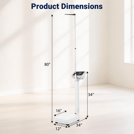 Goplus Height and Weight Scale with Height Rod | Digital Physician Scale with 400 lbs Capacity