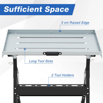 Goplus Folding Welding Table w/ 78 x 51 cm Tabletop & 2 Fixed Wheels
