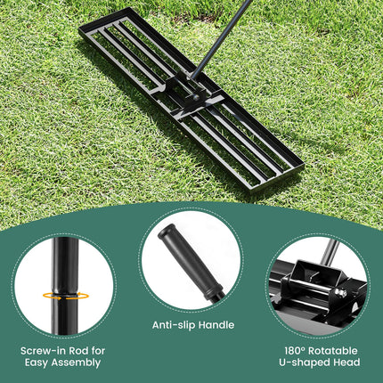 Goplus 46" x 10" Heavy Duty Level Lawn Tool w/ Ergonomic Handle for Soil