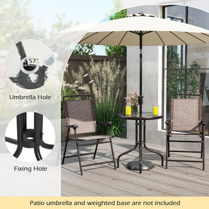 Goplus 3 Pieces Bistro Set with Tempered Glass Table