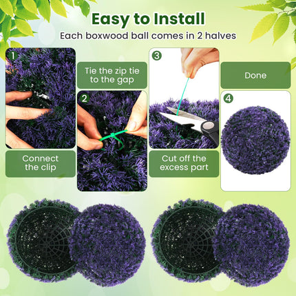 Goplus 2 PCS 15 Inch Artificial Plant Topiary Ball Round Faux Lavender Balls Outdoor