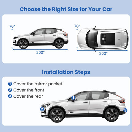 Car Cover for Automobiles 200 Inch Rain Sun UV Protection Fit SUV BMW Honda Lexus Mercedes-Benz