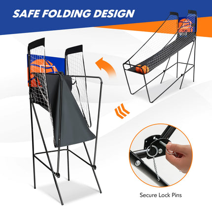 Goplus Foldable Indoor Basketball Arcade Game, Electronic Basketball Single Shootout Games Machine with 3 Balls - GoplusUS