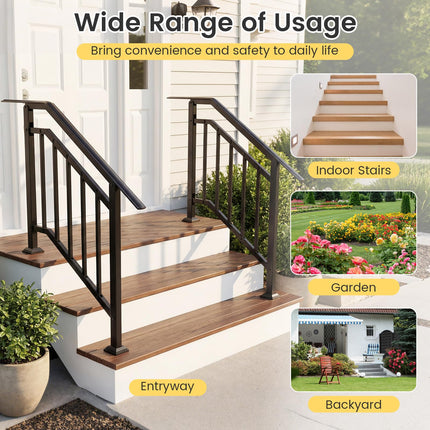 Goplus 3-Step Galvanized Metal Hand Rails with Adjustable Angle (2 Pack)