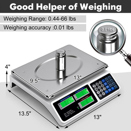 66 LB Deli Scale Price Computing Commercial Food Produce Electronic Counting Weight - GoplusUS