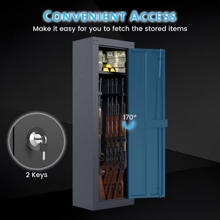 Goplus 8 Rifle Gun Safe, Fireproof Large Gun Cabinet with Storage Shelf