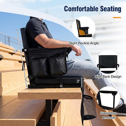 Goplus 2 Pack Stadium Seats for Bleachers with Back Support & Cup Holders
