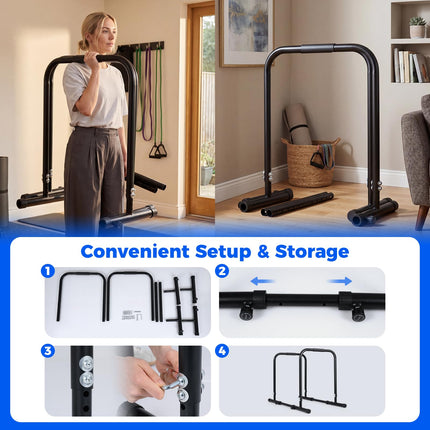 Goplus Adjustable Dip Bar Heavy Duty Parallette Push Up Stand with 660 LBS Capacity