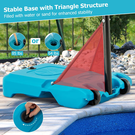 Goplus Basketball Hoop Outdoor, 3.8-4.4FT Height Adjustable Poolside Basketball Goal System