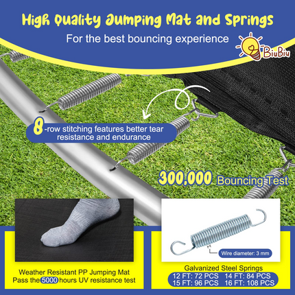Goplus Outdoor Trampoline, 12FT/ 14FT/ 15FT/ 16FT ASTM Approved Trampoline