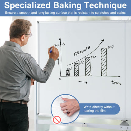 Goplus 72" x 36" Rolling Whiteboard with Stand and Aluminum Alloy Frame