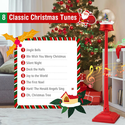 Goplus 5 Ft Christmas Snow Globe Lantern w/ 8 Tunes Blowing Snow Rotating Scene