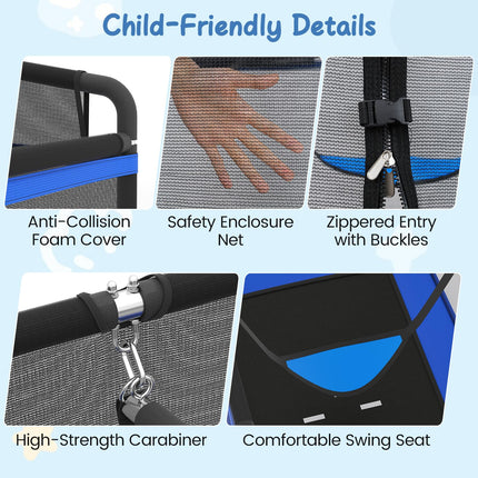 Goplus 6 x 4 FT Rectangle Kids Trampoline with Swing and Gymnastics Bar