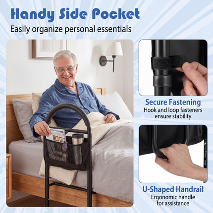Goplus Bed Rails for Elderly Adults Safety | Adjustable Height Bed Assist Railings with Support Legs