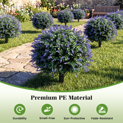 Goplus 2 Pack Artificial Trees 27.5" Faux Floral Shrubs with Ground Spikes