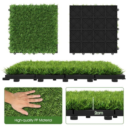 Goplus 12” x 12” Pack of 30 Fake Grass Turf Tiles Set