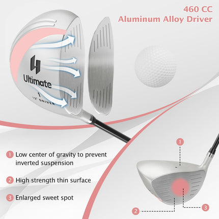 Goplus Complete Golf Club Set for Women, 9 Pieces Golf Clubs, Suitable for Lady Right Handed