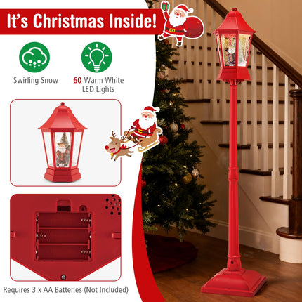 Goplus 5.3 Ft Christmas Snowy Street Lamp 2-in-1 Musical Lamp Post & Snow Globe Lantern