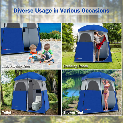 Goplus 2 Rooms Shower Tent, Oversize Outdoor Privacy Shelter Tent with Carrying Bag - GoplusUS