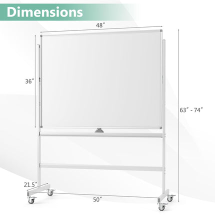 Goplus 48" x 36" Double-Sided Magnetic Dry Erase Board with Flipchart