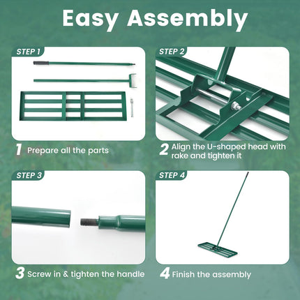 Goplus Lawn Leveling Rake, Heavy Duty Level Lawn Tool w/ Ergonomic Handle for Soil