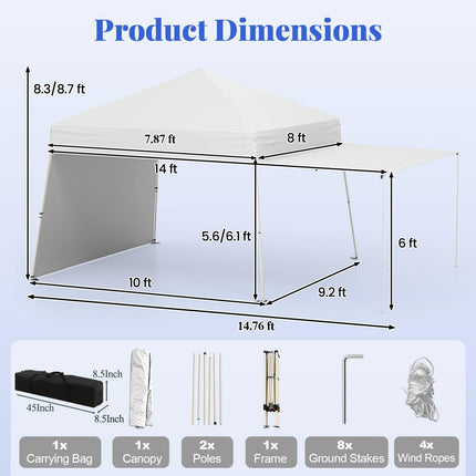 Goplus 9.2x14.76 FT Pop up Canopy with 2 Sidewalls Easy Up Outdoor UPF50+ Patio Canopy