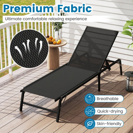 Goplus Outdoor Patio Lounge Chairs with 5-position Adjustable Backrest
