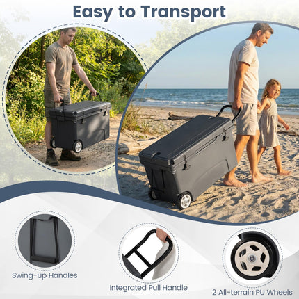Goplus 75QT Cooler with Wheels | Outdoor Portable Ice Chest for Camping Beach