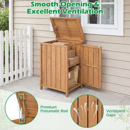 Goplus Wood Package Delivery Box fot Outside Utility 2-tier Outdoor Storage Cabinet Tool Shed