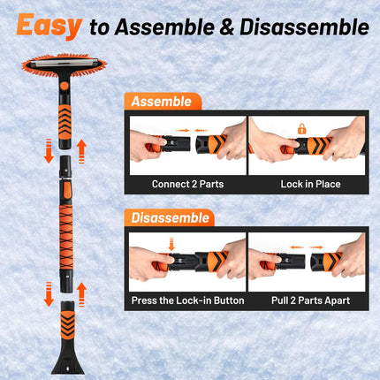 Goplus 42" Ice Scraper for Car Windshield | 4 in 1 Extendable Snow Shovel