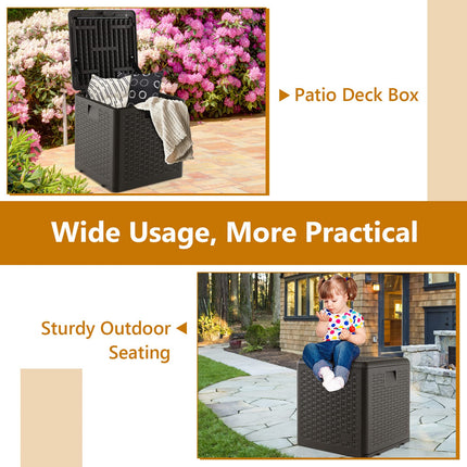 Goplus Outdoor Storage Box, 31 73 100 Gallon Waterproof Resin Patio Storage Box with Lockable Lid, Side Handle for Pillows, Cushions