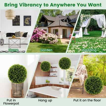 Goplus 2 PCS 22 Inch Artificial Cedar Topiary Ball, Round Faux Cypress Balls Outdoor, Fake Plant Sphere
