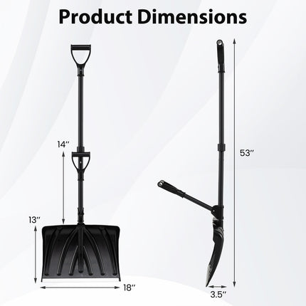 Goplus 53" Long Ergonomic Snow Removal with D-Grip Handle