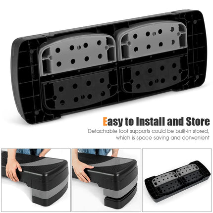 Goplus 31" Aerobic Exercise Stepper Deck, Adjustable Fitness Workout Step Platform Trainer with Risers - GoplusUS