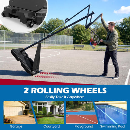 Goplus 4.9-10 FT Adjustable Portable Basketball Hoop Outdoor w/Shatterproof PC Backboard