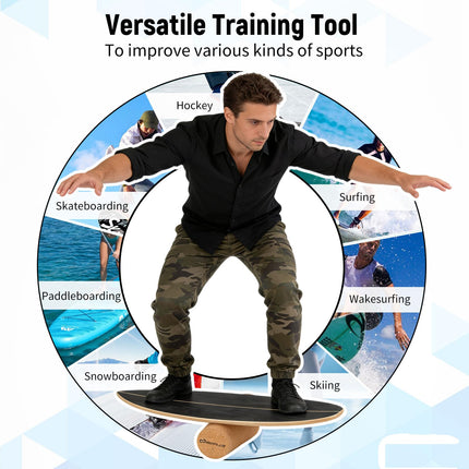 Goplus Balance Board Trainer with Cork Roller and Storage Rack for Adults