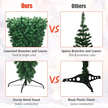 Goplus 7FT Upside Down Tree, Artificial Christmas Tree with Metal Stand - GoplusUS
