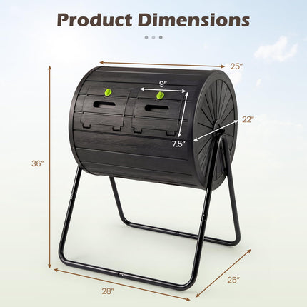 Goplus 37.5 Gallon Large Outdoor Compost Bin w/Dual Chambers & 2 Lockable Doors