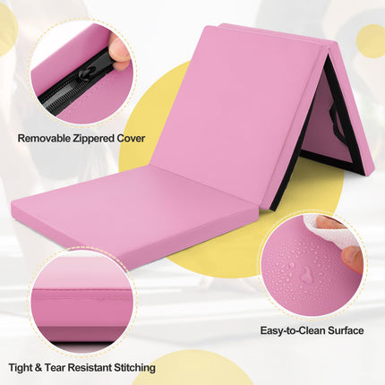 Goplus Folding Gymnastics Mat, 6?ˉ x 2?ˉ x 2?ˉ?ˉ Thick Tri-Fold Exercise Tumbling Mat w/Carrying Handles