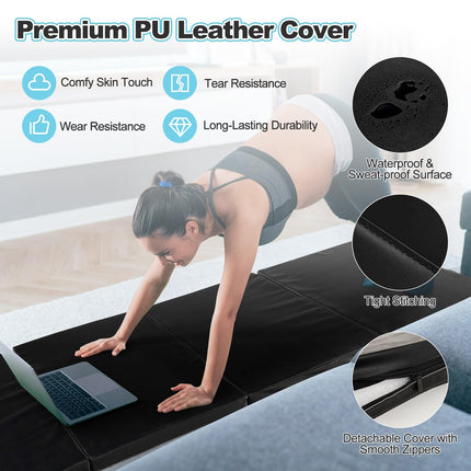 Folding Tumbling Mat with Carry Handles, Hook & Loop Fasteners - Goplus
