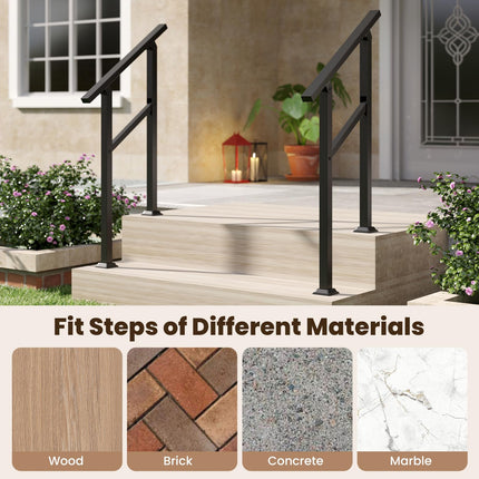 Goplus Handrail for Outdoor Steps Metal Hand Rail Fits 0-2 Steps