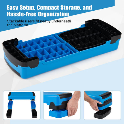 Goplus 35.5" Aerobic Step Platform w/4 Risers | 3-Level Adjustable Exercise Stepper
